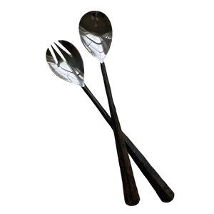 Vintage Hand Forged Rustic Primitive Salad Tongs Spoon Fork Serving Utensils